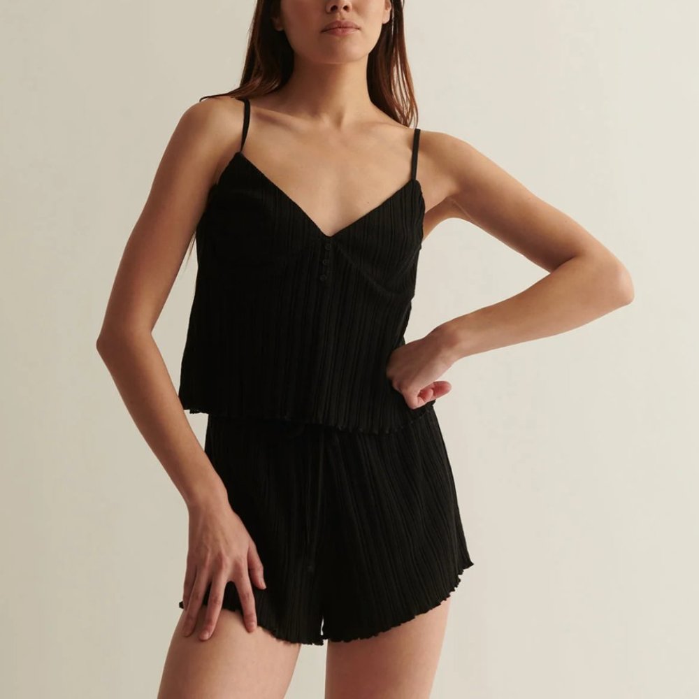 Skin Remi Cami Black Top Size 0 Cotton Adjustable Straps Designer intimates